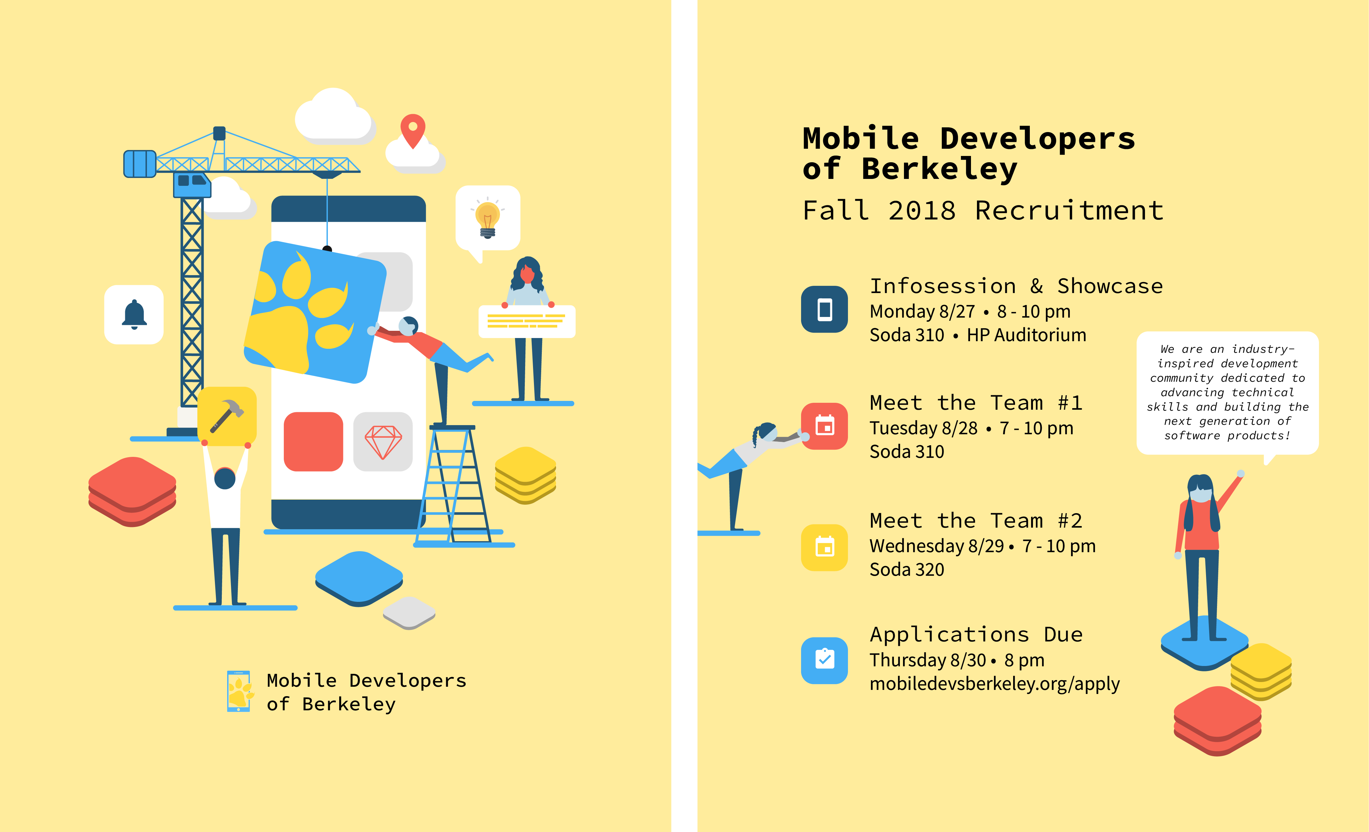 Mobile Developers of Berkeley Recruitment Fall 2018 flyer